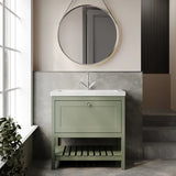 Old London Bexley 800mm Freestanding Vanity Unit & Basin, 1 Drawer Fern Green BEX827L LS1