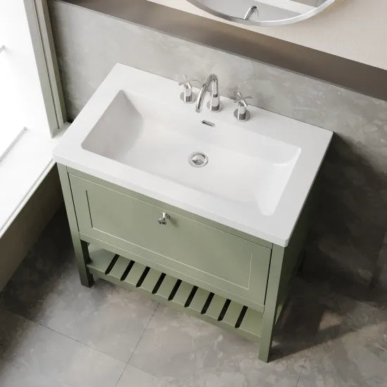 Old London Bexley 800mm Freestanding Vanity Unit & Basin, 1 Drawer Fern Green BEX827M LS2