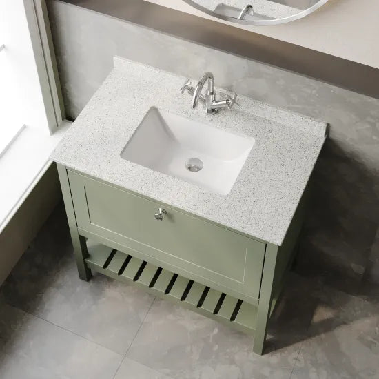 Old London Bexley 800mm Freestanding Vanity Unit & Basin, 1 Drawer Fern Green BEX827WS1
