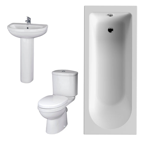 Nuie Ivo Bathroom Suite - Round Single Ended 1700x700mm Bath - WC - Basin BMSUITE100