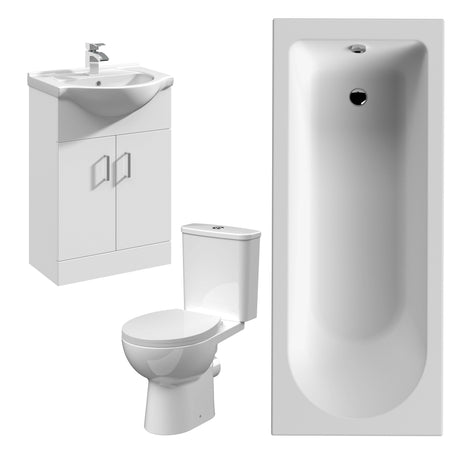 Nuie Fay Bathroom Suite - WC - 550mm Wide Basin Vanity Unit BMSUITE102