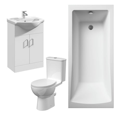 Nuie Fay Square Bathroom Suite - WC - 550mm Wide Basin Vanity Unit BMSUITE103