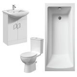Nuie Fay Square Bathroom Suite - WC - 550mm Wide Basin Vanity Unit BMSUITE103