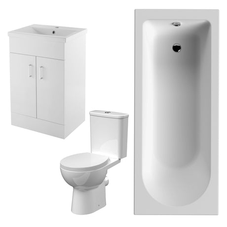 Nuie Eden Bathroom Suite - WC - 500mm Wide Basin Vanity Unit BMSUITE104