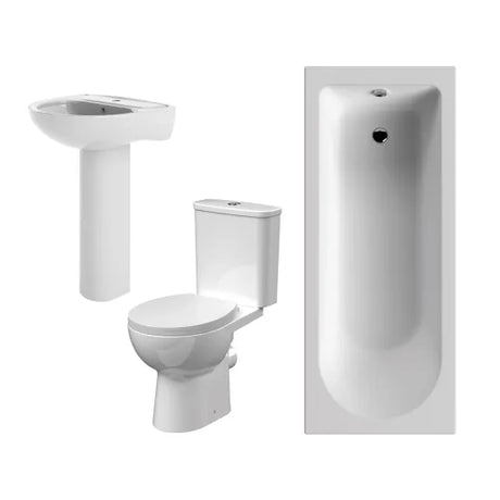 Bathmegastore Bathroom Suite - Round Single Ended 1700x700mm Bath - WC - Basin BMSUITE112