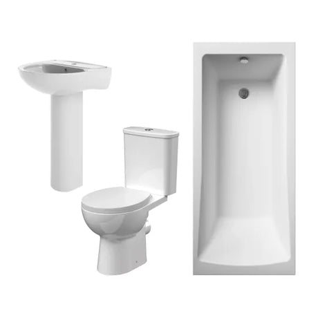Bathmegastore Bathroom Suite - Square Single Ended 1700x700mm Bath - WC - Basin BMSUITE113