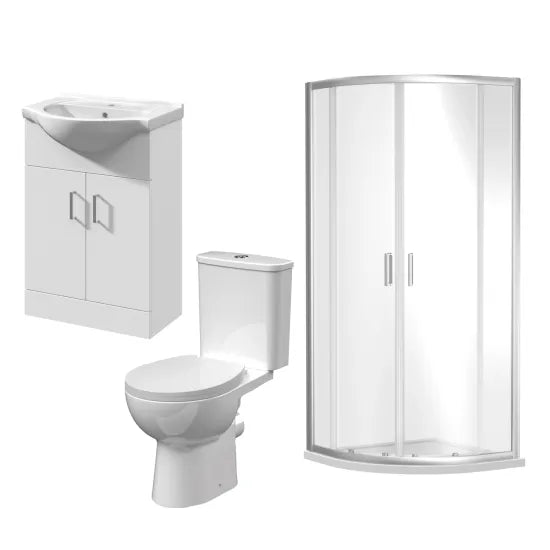 Bathmegastore En Suite Bathroom - WC - Enclosure - Vanity Basin 550mm BMSUITE122