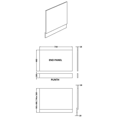 Nuie Standard MDF/MFC End Bath Panel Midnight Blue BPR2912 LD