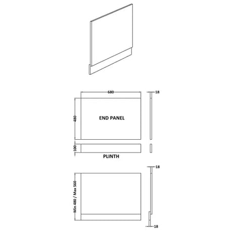 Nuie Standard MDF/MFC End Bath Panel Satin Green BPR811 LD