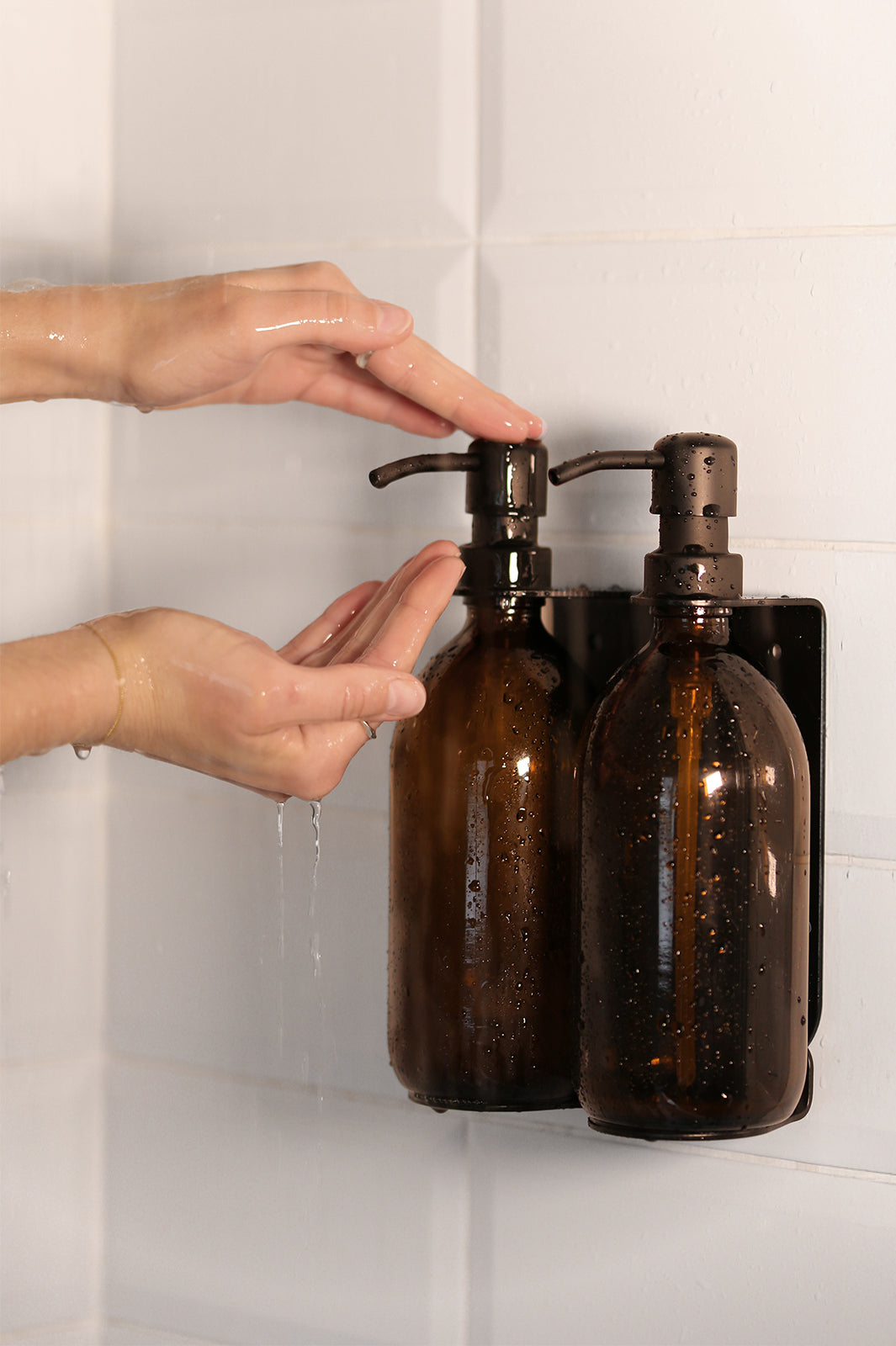 Black Double Wall Mounted Soap Dispensers