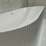 Bathmegastore Ginger Acrylic Rippled Freestanding Bath L1700 x W800mm Polished White BMGINGER-BATH-WHITE-1700-WASTE-WHITE LS1