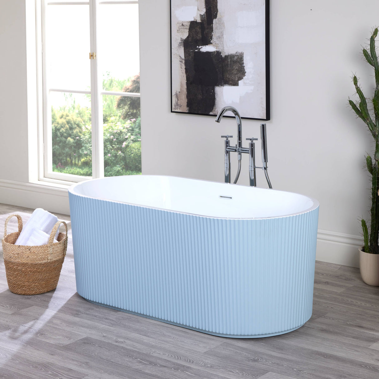 Bathmegastore Ginger Acrylic Rippled Freestanding Bath L1700 x W800mm Painted Eggshell BMGINGER-BATH-PAINTED-1700-WASTE-WHITE LS1