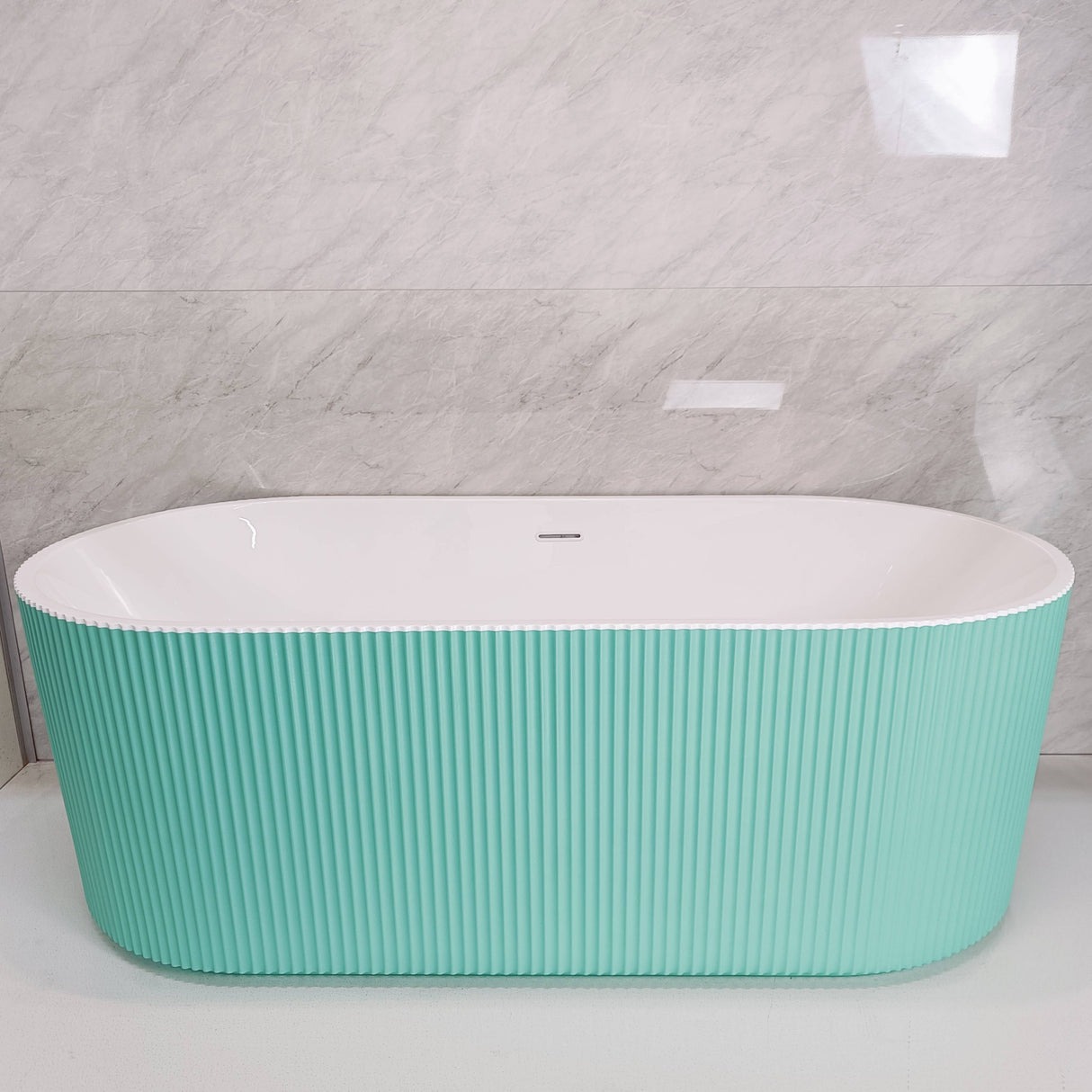 Bathmegastore Ginger Acrylic Rippled Freestanding Bath L1700 x W800mm Painted Eggshell BMGINGER-BATH-PAINTED-1700-WASTE-WHITE LS10