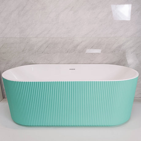 Bathmegastore Ginger Acrylic Rippled Freestanding Bath L1700 x W800mm Painted Eggshell BMGINGER-BATH-PAINTED-1700-WASTE-WHITE LS10