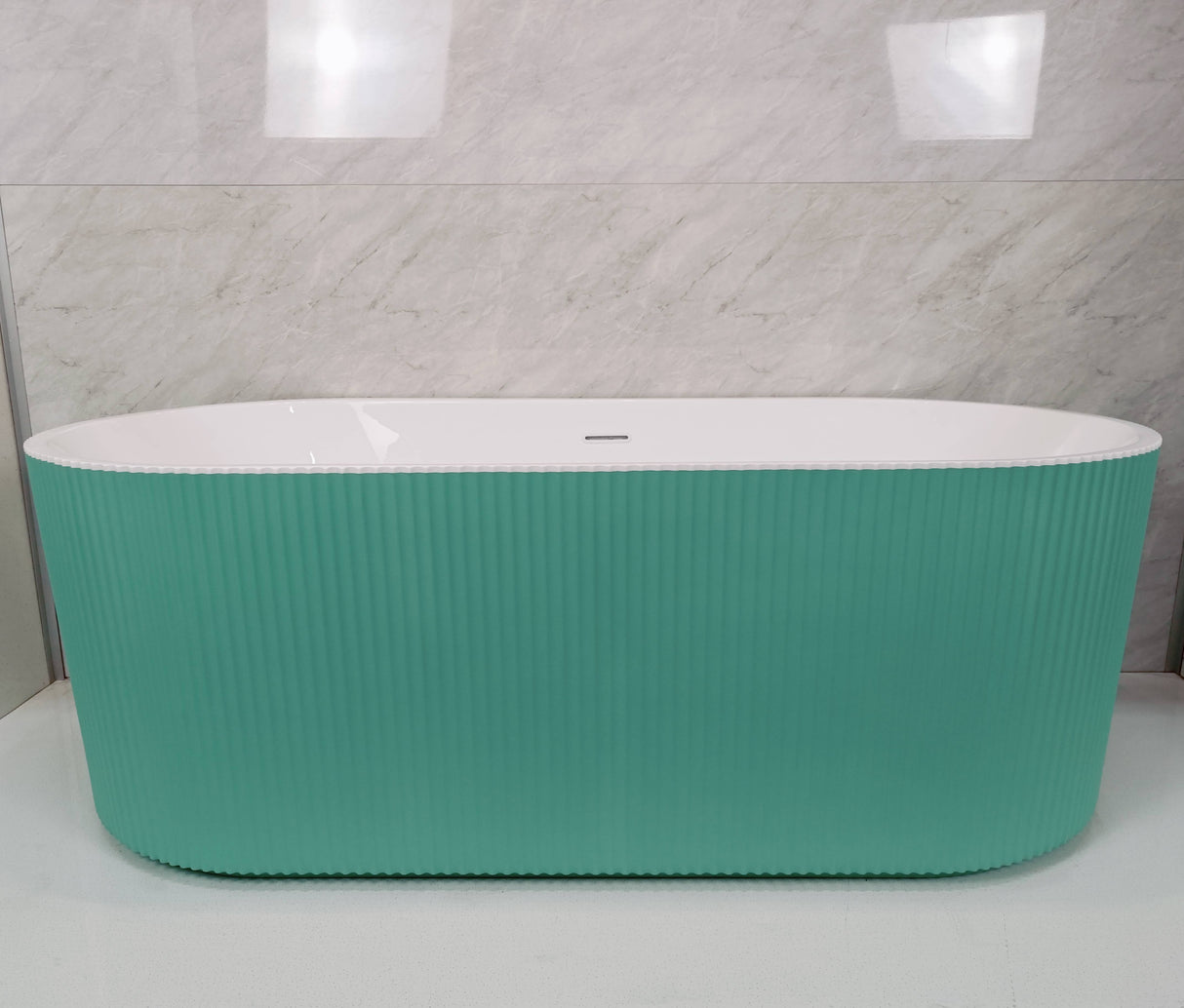 Bathmegastore Ginger Acrylic Rippled Freestanding Bath L1700 x W800mm Painted Eggshell BMGINGER-BATH-PAINTED-1700-WASTE-WHITE LS12