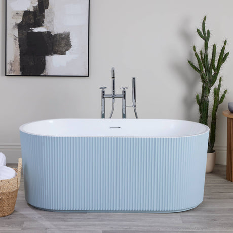 Bathmegastore Ginger Acrylic Rippled Freestanding Bath L1700 x W800mm Painted Eggshell BMGINGER-BATH-PAINTED-1700-WASTE-WHITE LS2