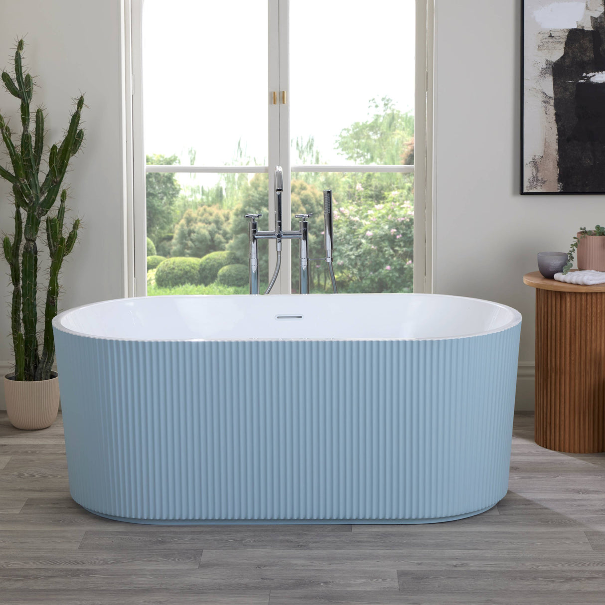 Bathmegastore Ginger Acrylic Rippled Freestanding Bath L1700 x W800mm Painted Eggshell BMGINGER-BATH-PAINTED-1700-WASTE-WHITE LS3