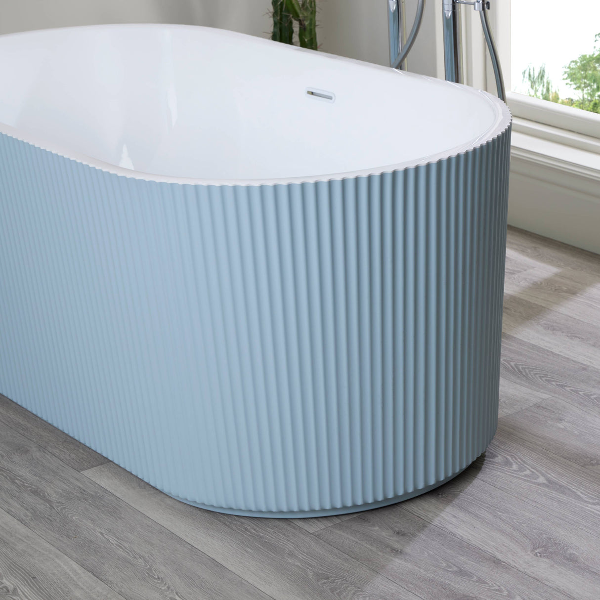 Bathmegastore Ginger Acrylic Rippled Freestanding Bath L1700 x W800mm Painted Eggshell BMGINGER-BATH-PAINTED-1700-WASTE-WHITE LS5