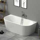 Bathmegastore Grace Acrylic Back To Wall Freestanding Bath L1700 x W800mm Polished White BMGRACE-BATH-WHITE-1700-WASTE-WHITE LS1