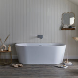 Bathmegastore Grace Acrylic Back To Wall Freestanding Bath L1700 x W800mm Polished White BMGRACE-BATH-WHITE-1700-WASTE-WHITE LS3