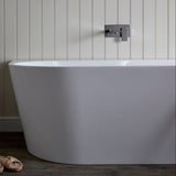 Bathmegastore Grace Acrylic Back To Wall Freestanding Bath L1700 x W800mm Polished White BMGRACE-BATH-WHITE-1700-WASTE-WHITE LS6