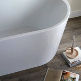 Bathmegastore Grace Acrylic Back To Wall Freestanding Bath L1700 x W800mm Polished White BMGRACE-BATH-WHITE-1700-WASTE-WHITE LS7