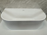 Bathmegastore Sophia Acrylic Back To Wall Rippled Freestanding Bath L1700 x W800mm Polished White BMSOPHIA-BATH-WHITE-1700-WASTE-WHITE LS3