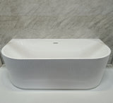 Bathmegastore Sophia Acrylic Back To Wall Rippled Freestanding Bath L1700 x W800mm Polished White BMSOPHIA-BATH-WHITE-1700-WASTE-WHITE LS4