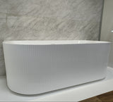 Bathmegastore Sophia Acrylic Back To Wall Rippled Freestanding Bath L1700 x W800mm Polished White BMSOPHIA-BATH-WHITE-1700-WASTE-WHITE LS5