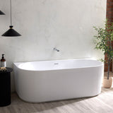 Bathmegastore Sophia Acrylic Back To Wall Rippled Freestanding Bath L1700 x W800mm Polished White BMSOPHIA-BATH-WHITE-1700-WASTE-WHITE LS1