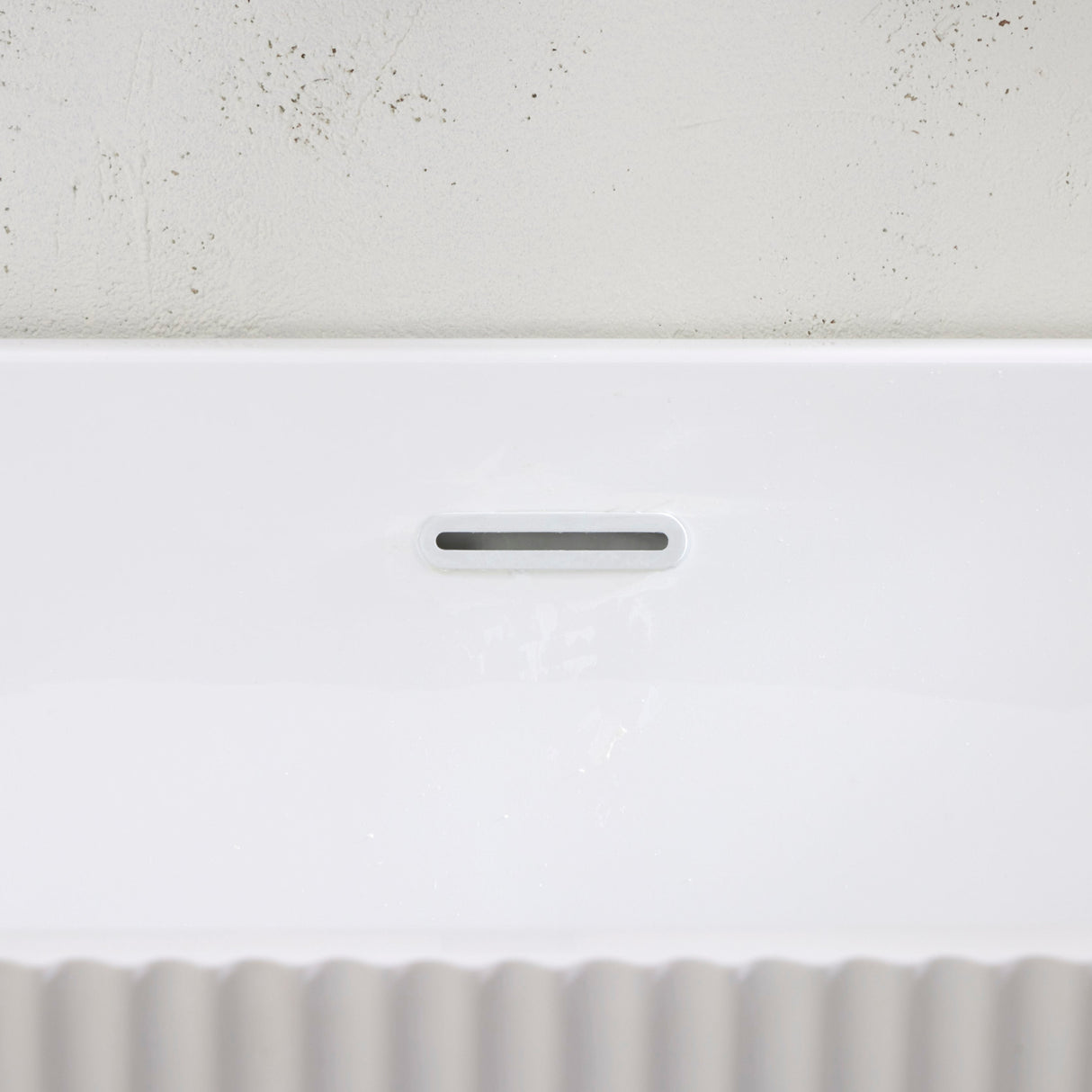 Bathmegastore Sophia Acrylic Back To Wall Rippled Freestanding Bath L1700 x W800mm Polished White BMSOPHIA-BATH-WHITE-1700-WASTE-WHITE LS7