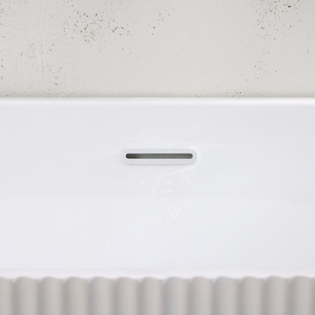 Bathmegastore Sophia Acrylic Back To Wall Rippled Freestanding Bath L1700 x W800mm Polished White BMSOPHIA-BATH-WHITE-1700-WASTE-WHITE LS7