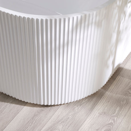 Bathmegastore Sophia Acrylic Back To Wall Rippled Freestanding Bath L1700 x W800mm Polished White BMSOPHIA-BATH-WHITE-1700-WASTE-WHITE LS6