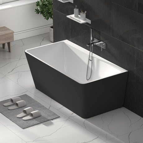 Bathmegastore Julie Acrylic Back To Wall Freestanding Bath L1500 x W750mm Painted Eggshell BMJULIE-BATH-PAINTED-1500-WASTE-WHITE LS1