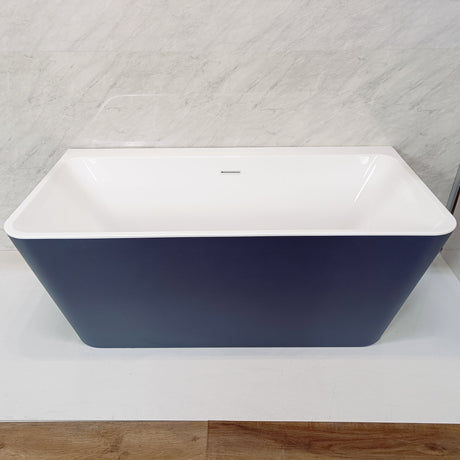 Bathmegastore Julie Acrylic Back To Wall Freestanding Bath L1500 x W750mm Painted Eggshell BMJULIE-BATH-PAINTED-1500-WASTE-WHITE LS3
