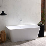 Bathmegastore Julie Acrylic Back To Wall Freestanding Bath L1500 x W750mm Polished White BMJULIE-BATH-WHITE-1500-WASTE-WHITE LS4
