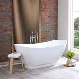 Bathmegastore Doris Acrylic Freestanding Bath L1750 x W750mm Polished White BMDORIS-BATH-1750-WH-WASTE LS2