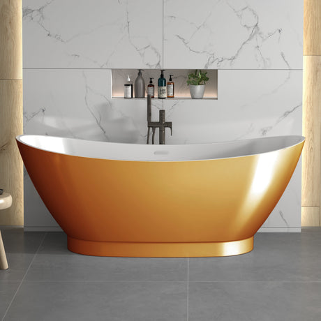 Bathmegastore Doris Acrylic Freestanding Bath L1750 x W750mm Painted BMDORIS-BATH-METALLIC-1750-WH-WASTE LSM1