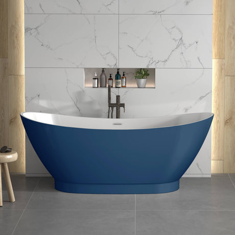 Bathmegastore Doris Acrylic Freestanding Bath L1750 x W750mm Polished White BMDORIS-BATH-PAINTED-1750-WH-WASTE LSP1
