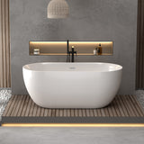 Bathmegastore Hattie Acrylic Freestanding Bath L1500 x W780mm Polished White BMHATTIE-BATH-WHITE-1500-WASTE-WHITE LS