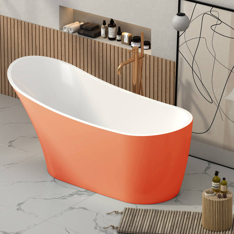 Bathmegastore Marilyn Acrylic Freestanding Slipper Bath L1680 x W730mm Painted Eggshell BMMARILYN-BATH-PAINTED-1680-WASTE-WHITE LS