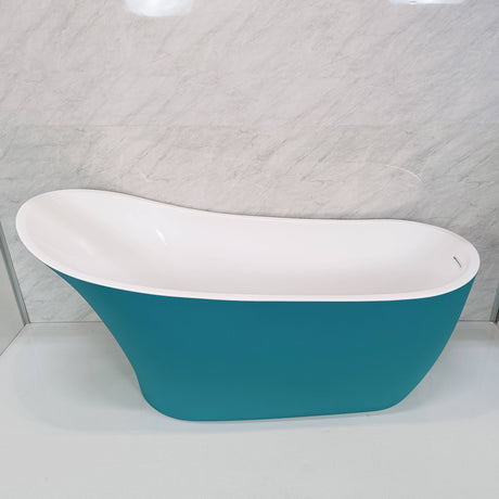 Bathmegastore Marilyn Acrylic Freestanding Slipper Bath L1680 x W730mm Painted Eggshell BMMARILYN-BATH-PAINTED-1680-WASTE-WHITE LS3