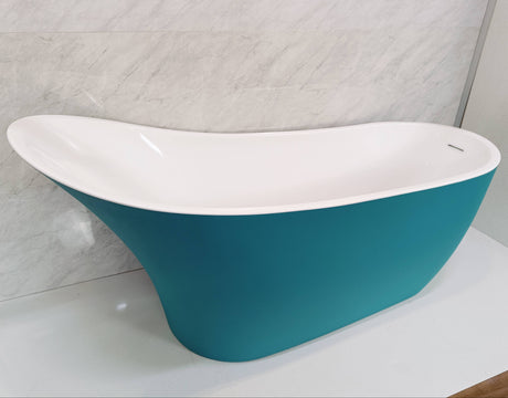 Bathmegastore Marilyn Acrylic Freestanding Slipper Bath L1680 x W730mm Painted Eggshell BMMARILYN-BATH-PAINTED-1680-WASTE-WHITE LS5