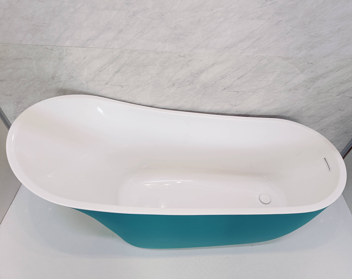 Bathmegastore Marilyn Acrylic Freestanding Slipper Bath L1680 x W730mm Painted Eggshell BMMARILYN-BATH-PAINTED-1680-WASTE-WHITE LS4