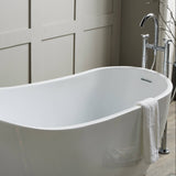 Bathmegastore Marilyn Acrylic Freestanding Slipper Bath L1680 x W730mm Polished White BMMARILYN-BATH-WHITE-1680-WASTE-WHITE LS4