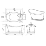 Bathmegastore Jean Acrylic Freestanding Bath L1350 x W750mm Painted BMJEANPAINTED-WH-WASTE LD