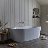 Bathmegastore Grace Acrylic Back To Wall Freestanding Bath L1700 x W800mm Polished White BMGRACE-BATH-WHITE-1700-WASTE-WHITE LS2