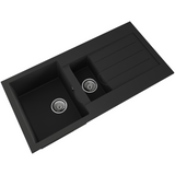 Ellsi Comite 1.5 Bowl Composite Inset Kitchen Sink & Drainer Matt Black Reversible 1000mm x 500mm, Chrome Wastes MATT BLACK PDT-000061_2