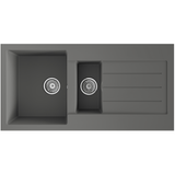 Ellsi Comite 1.5 Bowl Composite Inset Kitchen Sink & Drainer Matt Grey Reversible 1000mm x 500mm, Chrome Wastes MATT GREY PDT-000077_1