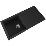 Ellsi Comite 1.0 Bowl Composite Inset Kitchen Sink & Drainer Matt Black Reversible 1000mm x 500mm, Chrome Waste MATT BLACK PDT-000060_2